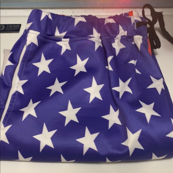 Red and White Track Pants with Elastic Waistband - Picture 8 of 12